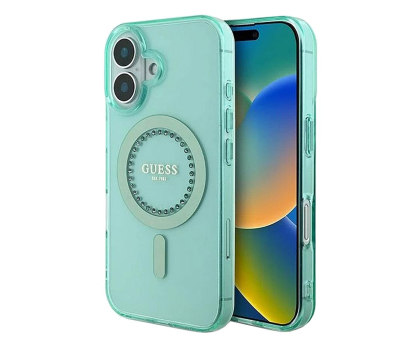 Etui / obudowa na smartfona Guess IML Rhinestones do iPhone 16 Plus zielony